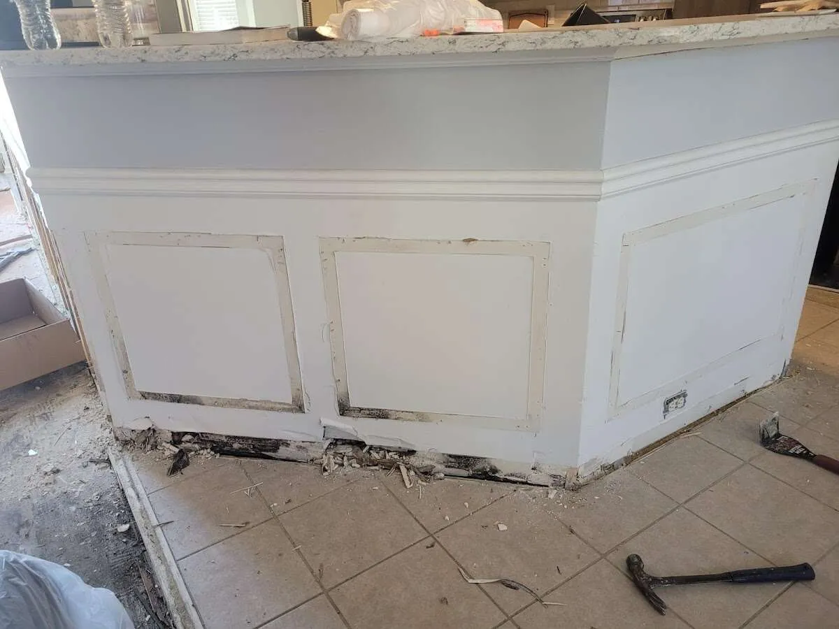 Water damage and mold on kitchen during Burst Pipe Cleanup in Palm Bay